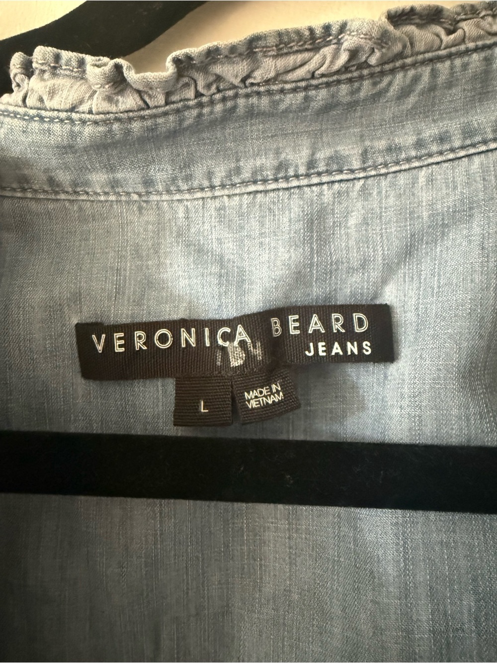 Veronica Beard Light Blue Ruffle Chambray Button-Front Blouse - Picture 7 of 7